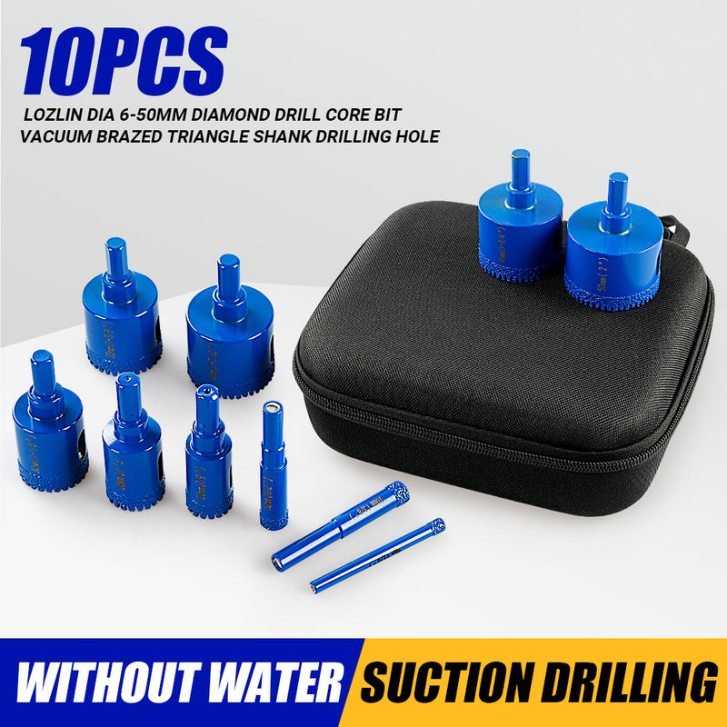 10PCS Diamond Drill Bit Set - for Marble Tile & Stone Drilling - Hole Opener Kit withFit Electric Drills - Wet/Dry Masonry Drilling Tools