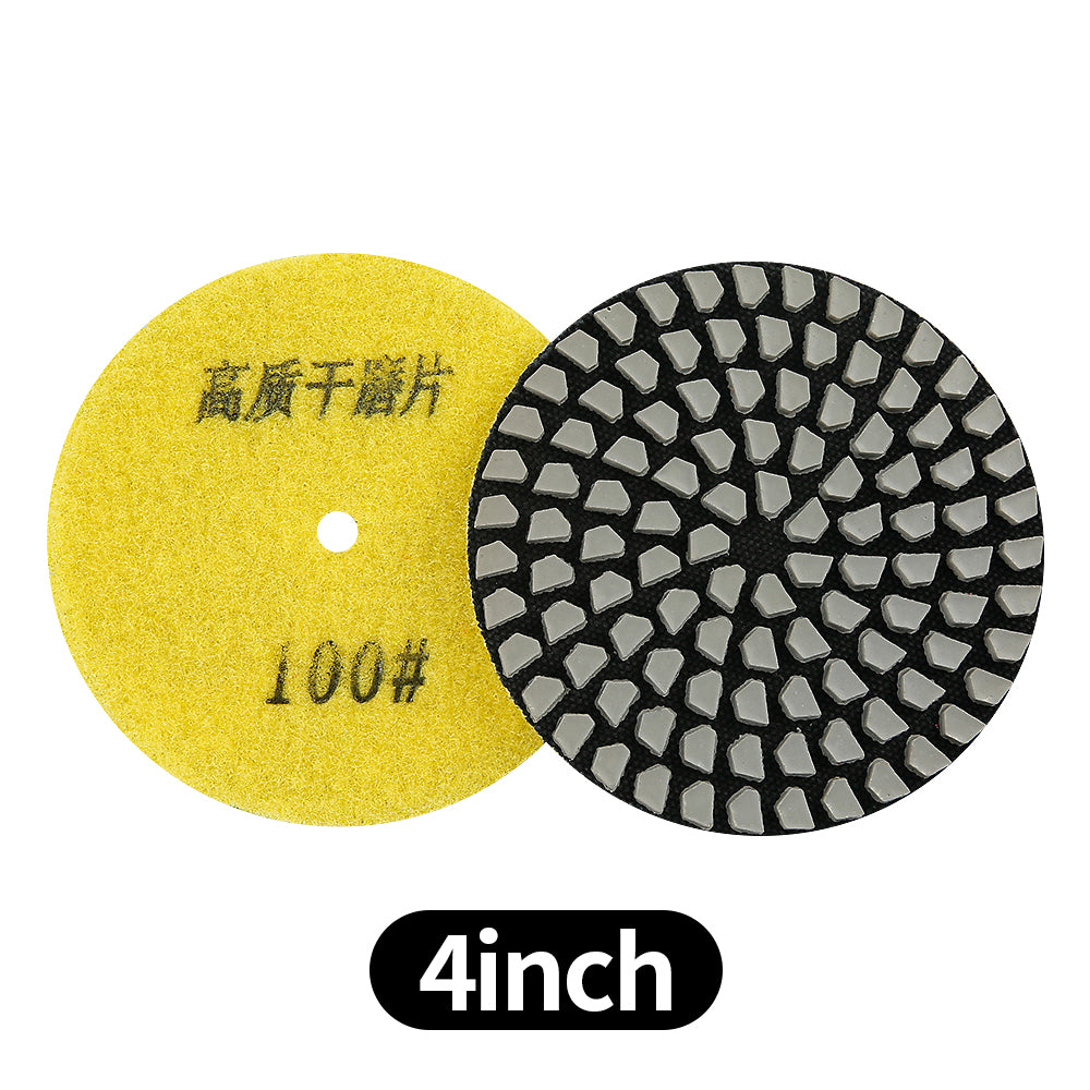 8PCS/set 4Inch Dry Diamond Pads - 50#-3000# Grit Marble/Quartz Stone Angle Grinder Polishing Disc