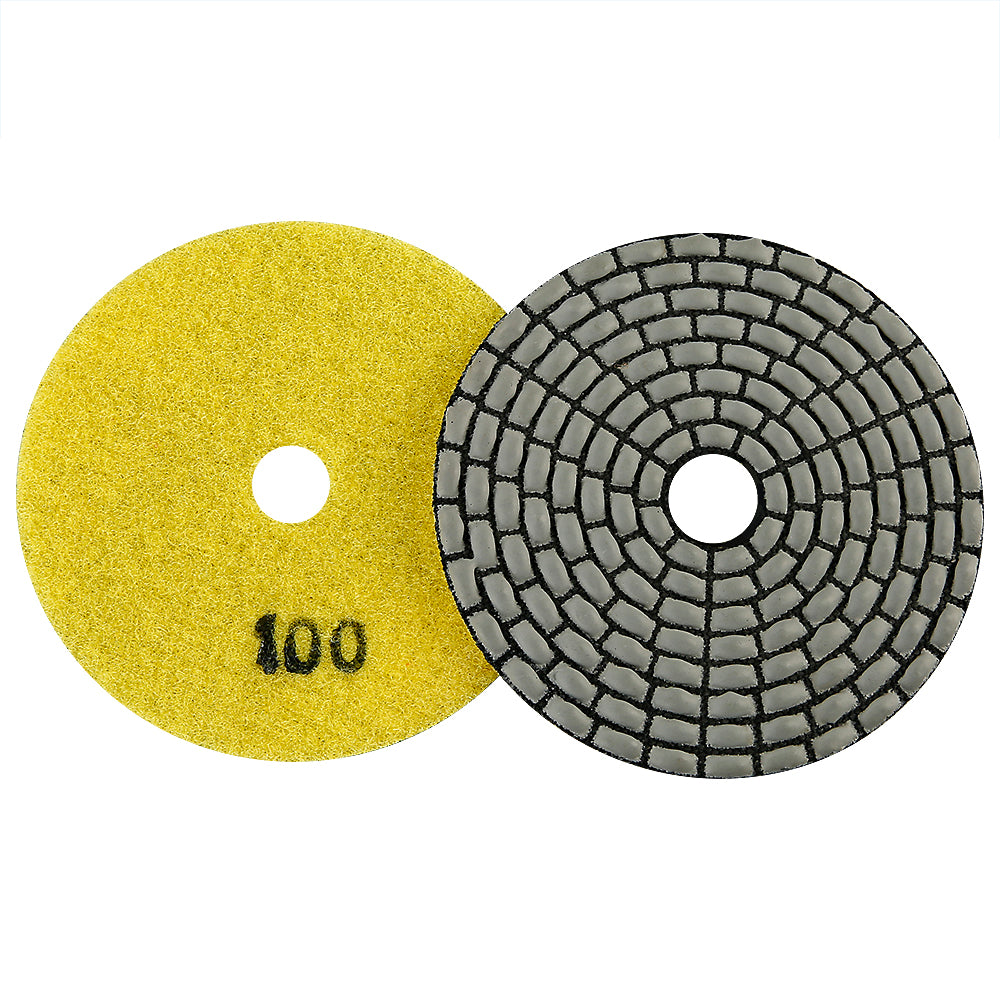 8PCS/set 4Inch Dry Diamond Polishing Pads Set - 50#-3000# Grit for Granite/Marble Stone, Discs for Angle Grinders