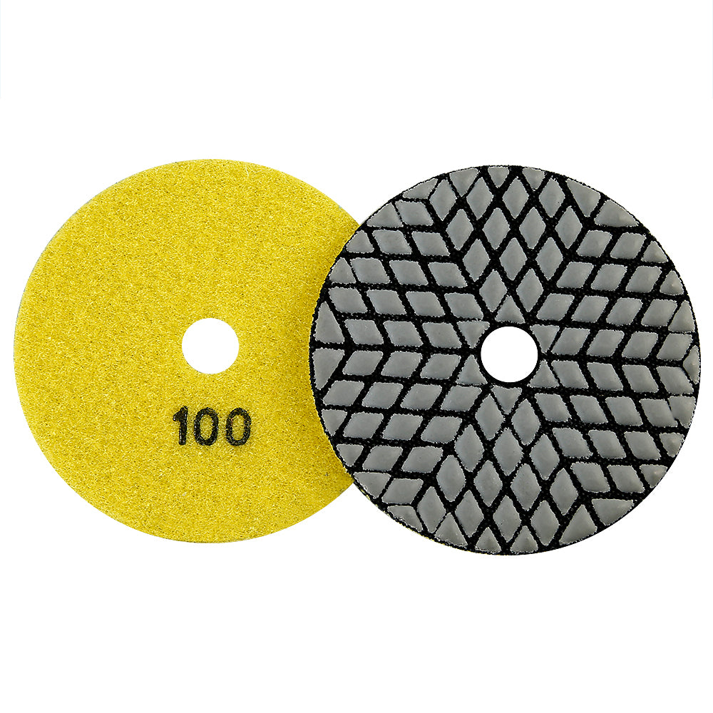 8PCS 4" Dry Diamond Polishing Pads Kit - 50#-3000# Grit for Granite/Marble/Stone, Grinder Polish Discs