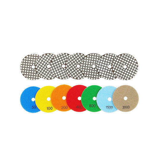 8PCS/set 4" Dry Diamond Polishing Pads Kit - 50#-3000# Grit for Granite/Marble Stone,  Grinder Polishi Discs