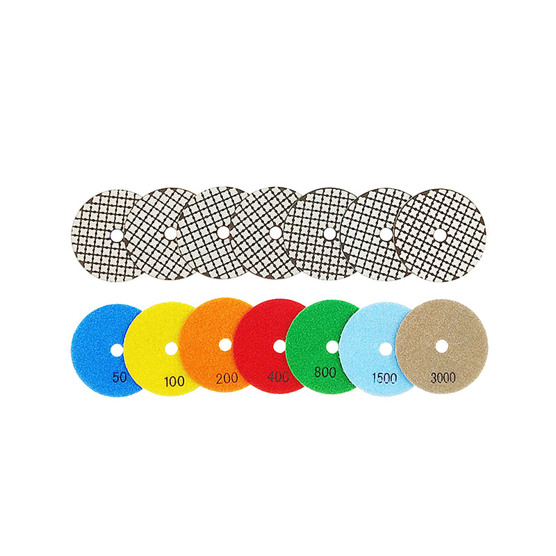 8PCS/set 4" Dry Diamond Polishing Pads Kit - 50#-3000# Grit for Granite/Marble Stone, Grinder Polishi Discs