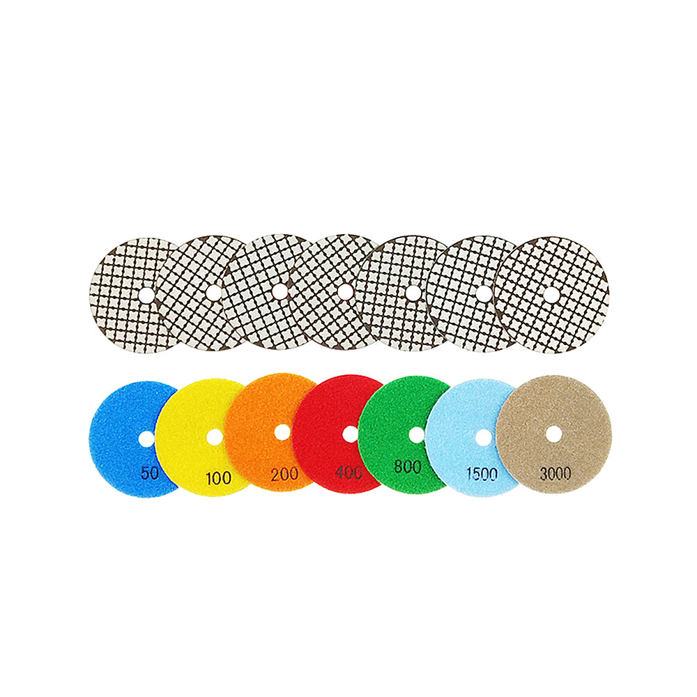 8er-Set 4 Zoll Trocken-Diamant-Polierpads - Körnung 50#-3000# für Granit/Marmor, Schleifscheiben