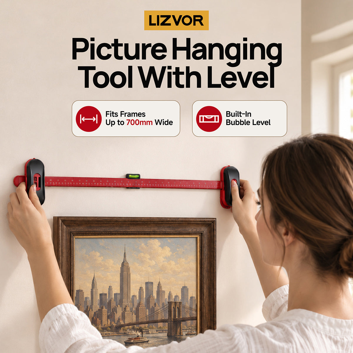 Quick Level Picture Hanger - Easy Wall Mounting Tool for Framed Artwork and Photos - Ideal for Home Decoration and DIY Projects
