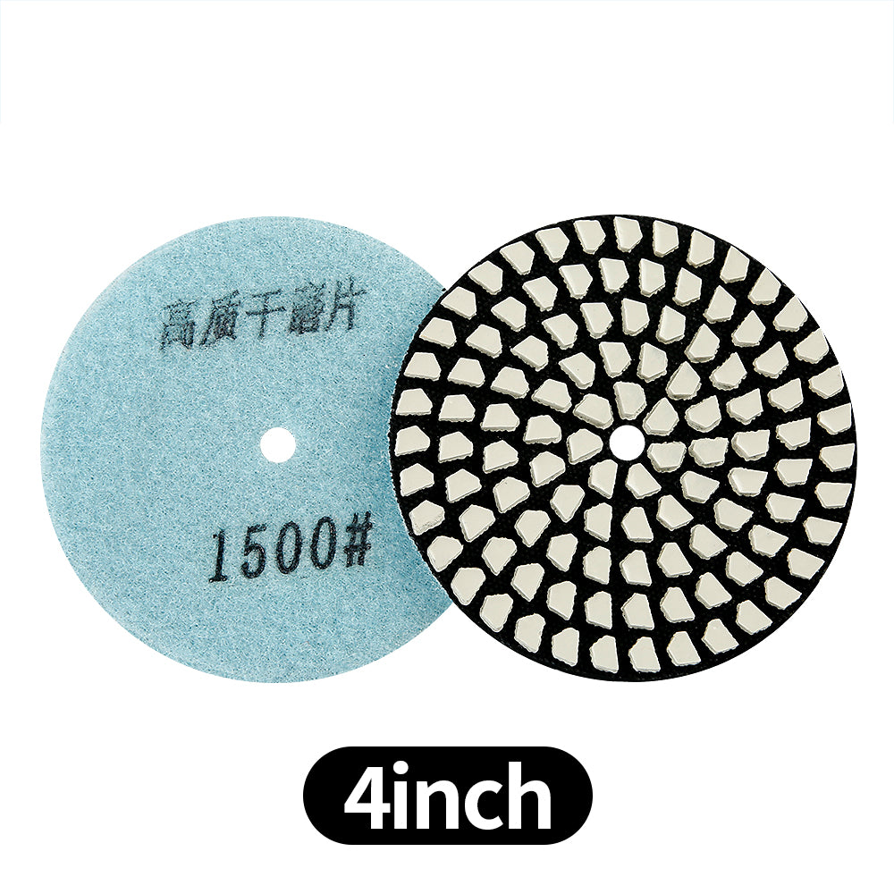 8PCS/set 4Inch Dry Diamond Pads - 50#-3000# Grit Marble/Quartz Stone Angle Grinder Polishing Disc