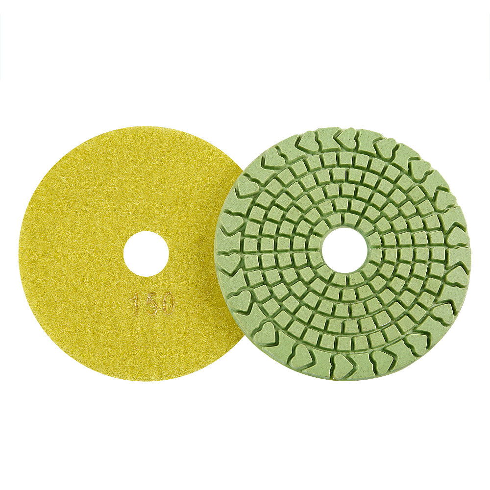 8-teiliges Set 4-Zoll Nass-Diamantpads – Körnung 50# bis 3000# für Granit/Beton/Marmor, Nassschleif- und Polierset