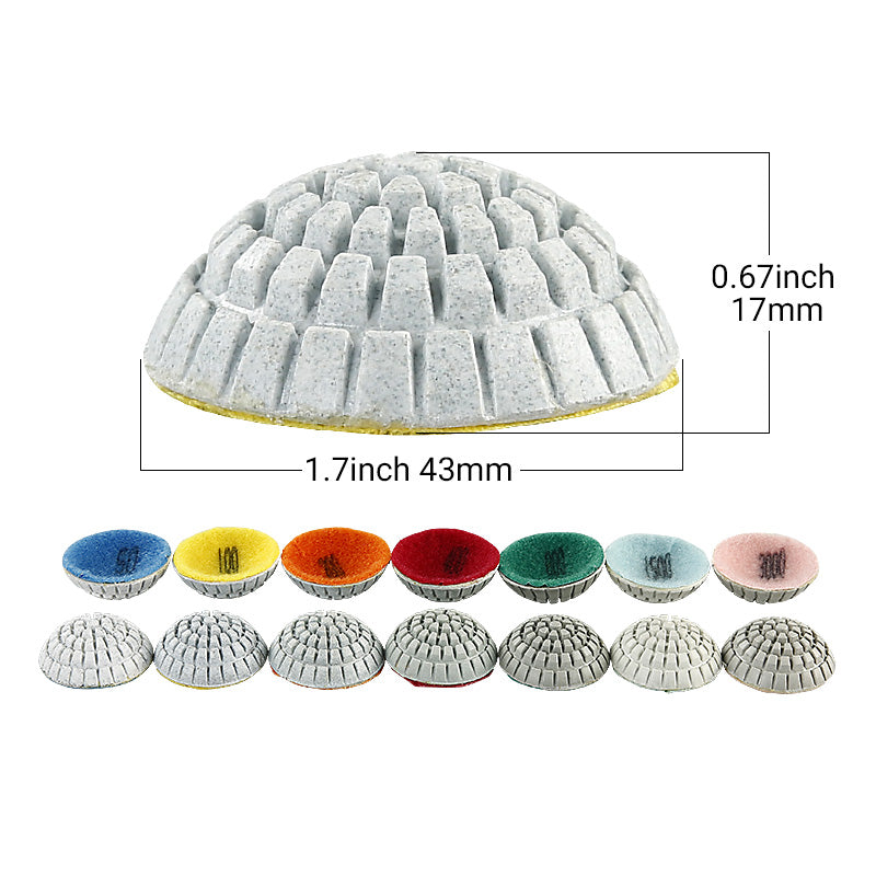 8PCS/Set 2Inch Curved Buffing Pads for Shaped Stone - Concave Surface Diamond Polishing Discs Kit with 6 Grits, Angle Grinder Mounted Accessories for Granite/Marble/Ceramic Curved Edges