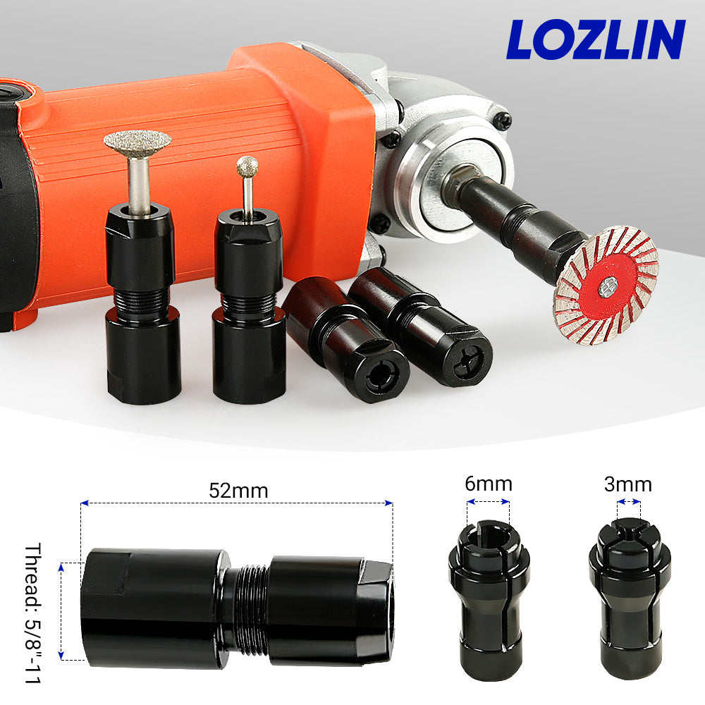 3MM & 6MM (1/8" & 1/4") Angle Grinder to Straight Grinder Adapter - 5/8-11 M10 Thread Converter for DeWalt/Makita - Accessories for Rotary Bits