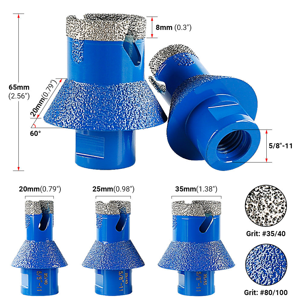 Diamond Beveled Drill Bit - Countertop Sink Hole Reamer for Tile & Marble - Angle Grinder Installation Tool with Beveled Edge