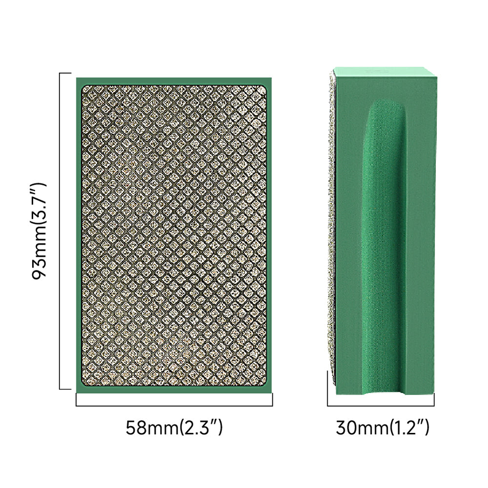 Diamond Hand Polishing Pads 60 Grit with Foam Backing - Wet/Dry Sanding Blocks for Tile, Stone, Marble, Concrete, Ceramics, Granite & Glass