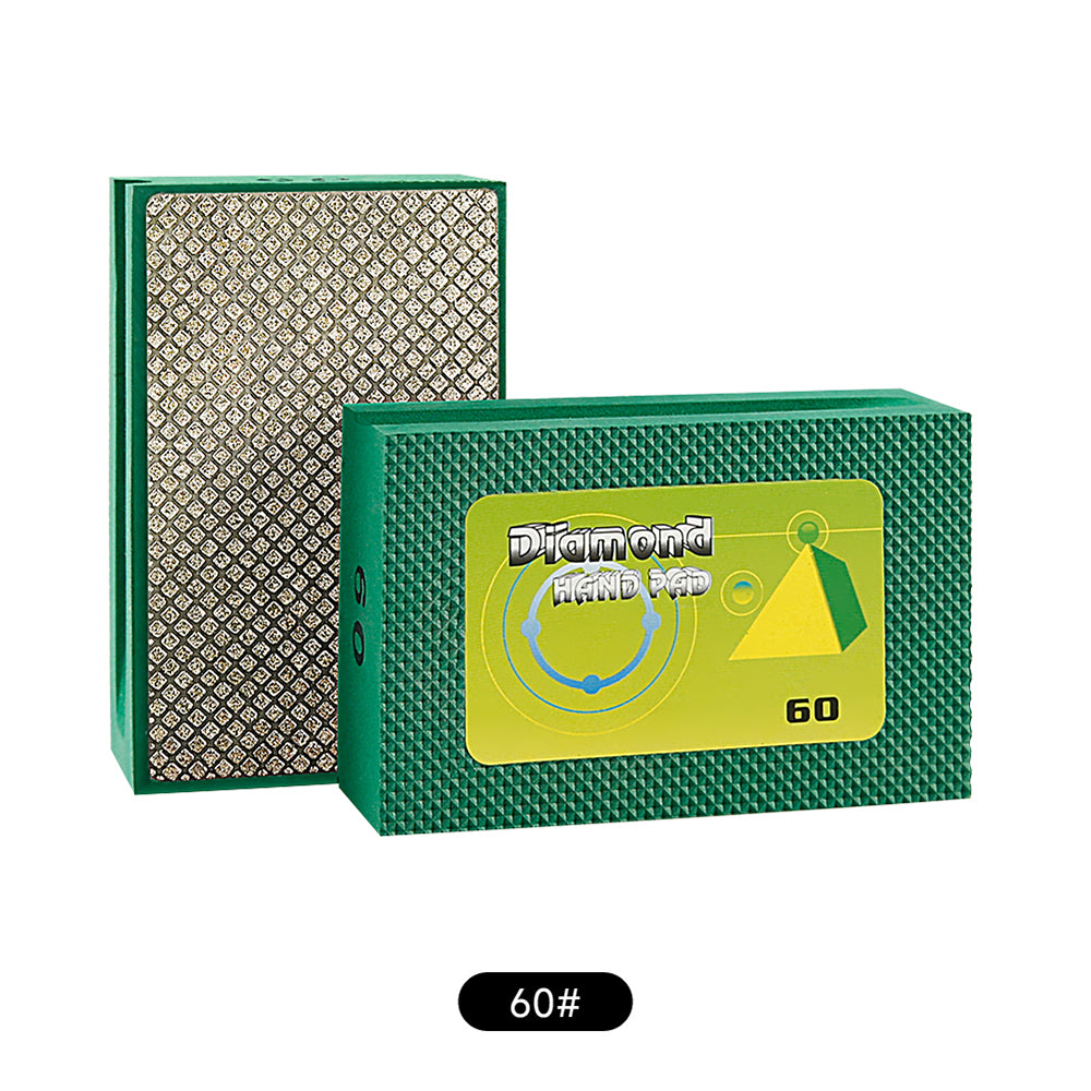 Diamond Hand Polishing Pads 60 Grit with Foam Backing - Wet/Dry Sanding Blocks for Tile, Stone, Marble, Concrete, Ceramics, Granite & Glass