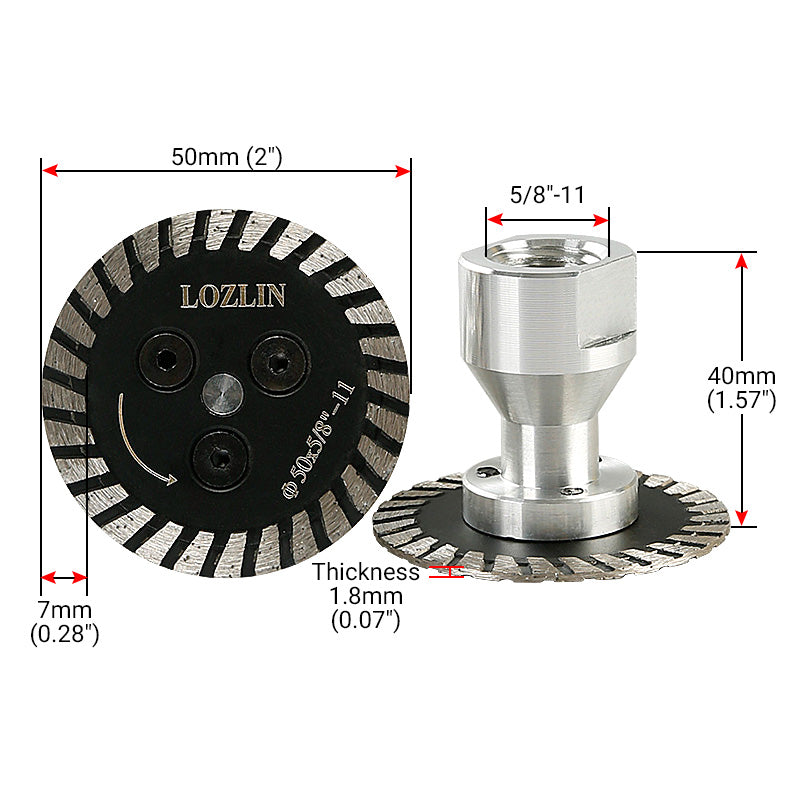 2PCS 50mm (2") Diamond Cutting Discs - for Stone, Concrete & Tile - Small Angle Grinder Blades for Precision Cuts in Tight Spaces