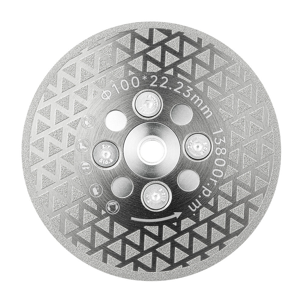 4/4.5" (100/115MM ) Double-Sided Diamond Cutting Disc - 5/8-11 M14 M10 Thread for Angle Grinder - Electroplated for Tile Marble Granite Cutting & Grinding