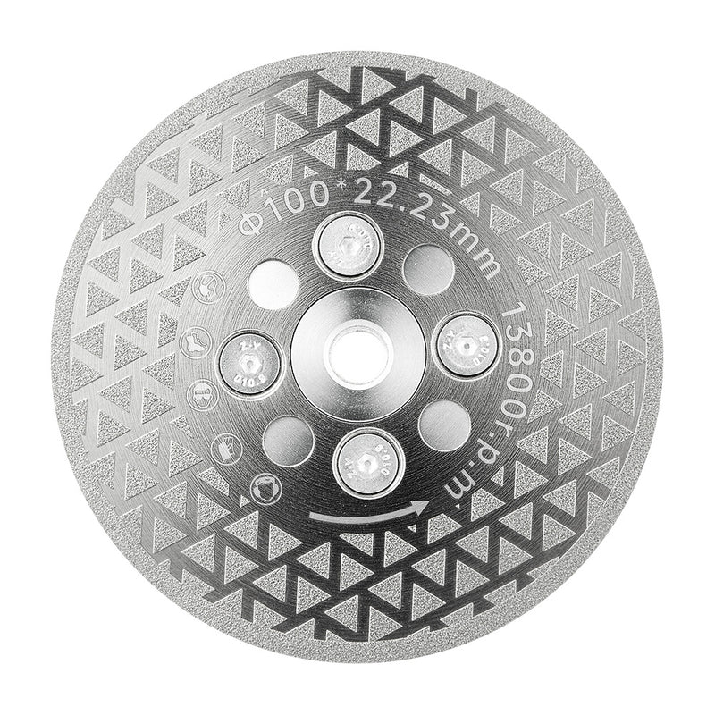 4/4.5" (100/115MM ) Double-Sided Diamond Cutting Disc - 5/8-11 M14 M10 Thread for Angle Grinder - Electroplated for Tile Marble Granite Cutting & Grinding