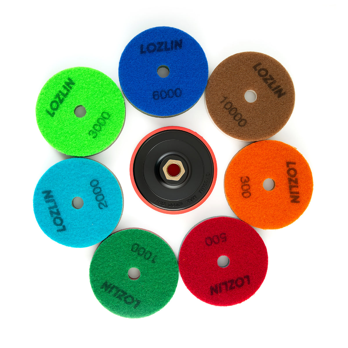8PCS/Set Diamond Sponge Polishing Pads Set - Wet Buffing Discs for Granite, Marble & Artificial Stone - Complete 8-Step Surface Restoration & Cleaning Kit
