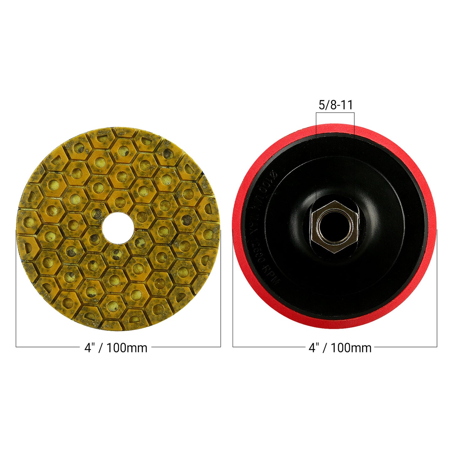 5PCS 4"(100MM) Diamond Polishing Pads Wet/Dry - Metal Pellet Grinding Disc for Granite, Marble, Concrete & Stone - Angle Grinder Tool for Countertop/Floor