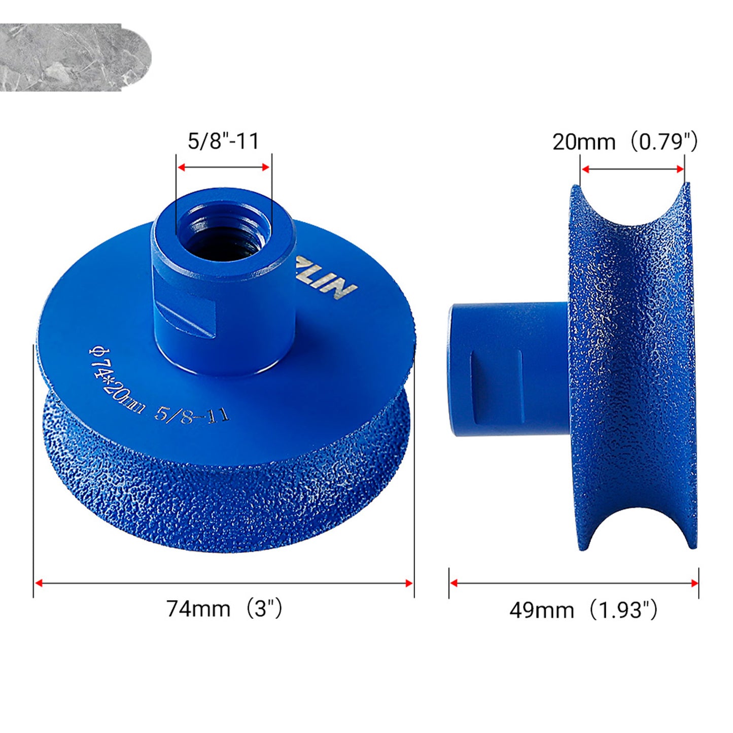 Diamond Semi-Circular Edge Grinding Wheel - 5/8-11 Angle Grinder Mounted for Granite, Marble, Quartz & Tile - Stone Edge Grinding & Polishing Tool