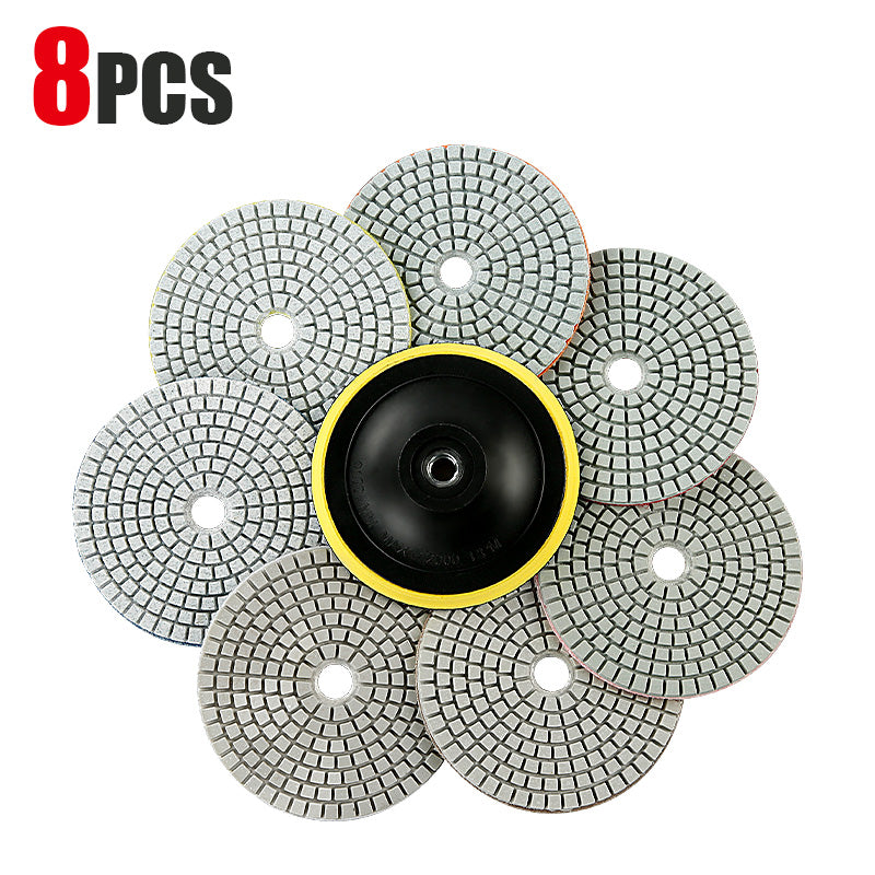 8PCS/Set 4" (100mm) Diamond Polishing Pads Kit - Wet Grinding Discs for Granite, Marble, Concrete & Stone - 5/8-11 M14 M10 Angle Grinder Professional Polishing Set