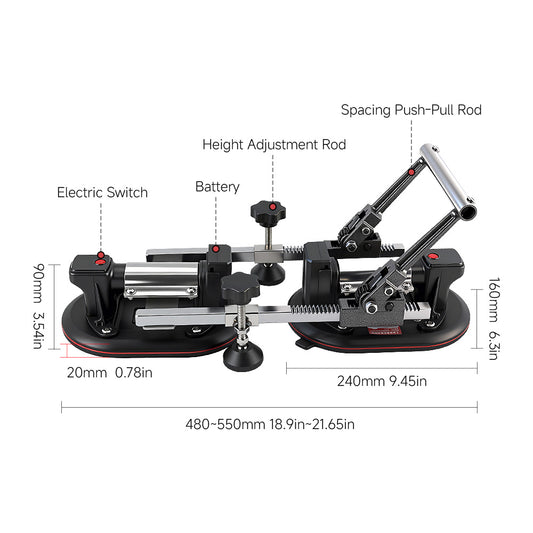 Heavy Duty Electric Suction Cup Splicer Worktop Tensioner Leveling Joint Tool Large Slabs Stone Tiles Stone Panel Installation