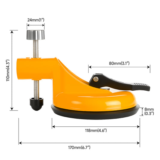 Countertop Seam Leveling Tool - Adjustable Vacuum Suction Clamp Set for Granite Marble Stone Seam Installation & Repair, Pro Gap Adjustment Kit Yellow Rubber Suction Cup