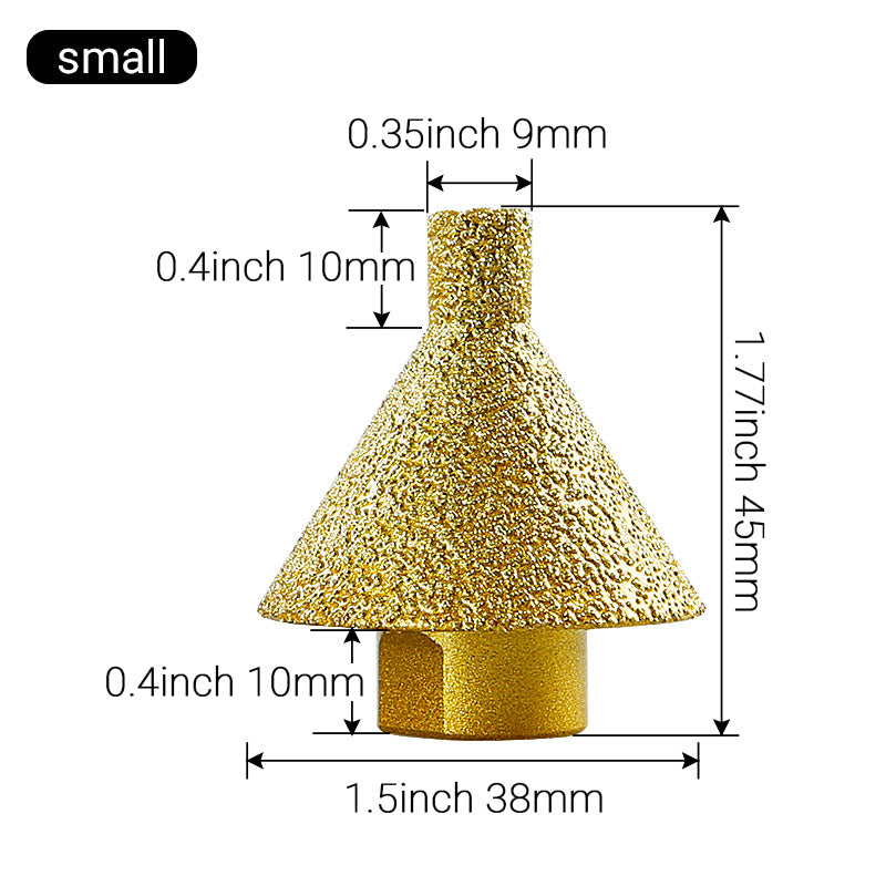 Diamond Tapered Chamfering Bit - 5/8-11 M14 M10 Thread Hole Opener for Tile, Marble & Quartz - Umbrella Grinding Tool for Drilling, Reaming & Edge Beveling