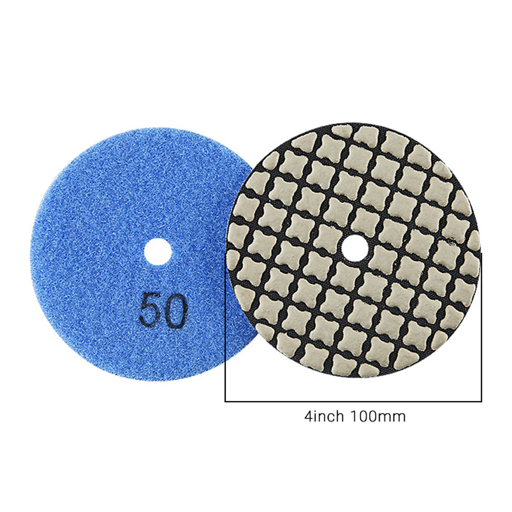 8PCS/set 4" Dry Diamond Polishing Pads Kit - 50#-3000# Grit for Granite/Marble Stone, Grinder Polishi Discs
