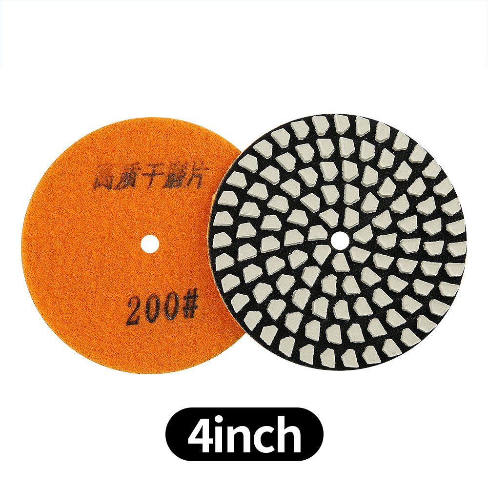 8PCS/set 4Inch Dry Diamond Pads - 50#-3000# Grit Marble/Quartz Stone Angle Grinder Polishing Disc