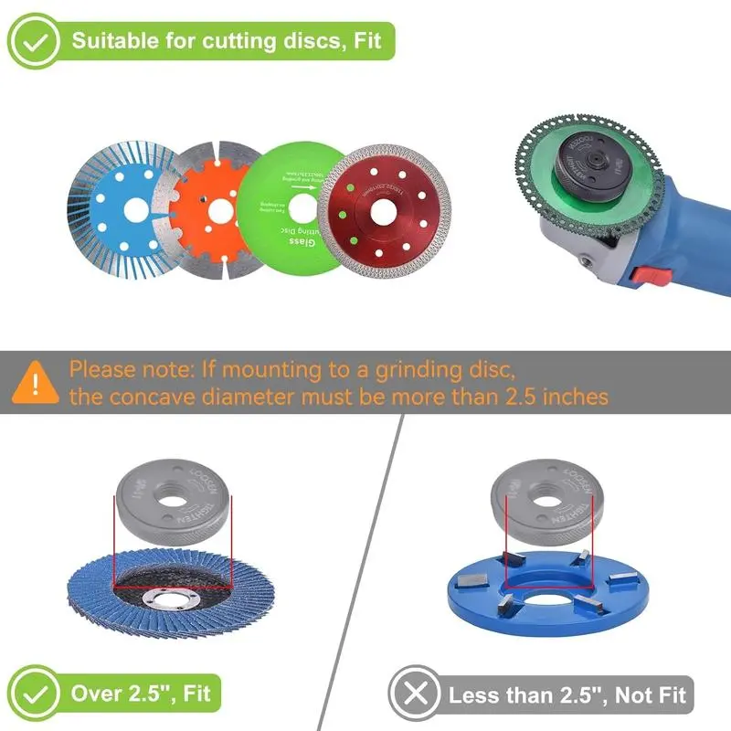 Self-Tightening Lock Nut 5/8"-11 M14 M10 Thread Flange Nut, 1-5/8" OD 1/2" Height, Anti-Loosening Fastener for Portable Angle Grinder