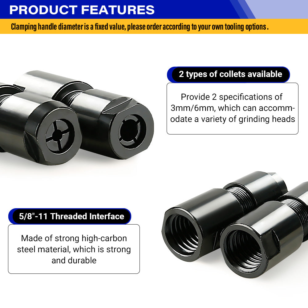 3MM & 6MM (1/8" & 1/4") Angle Grinder to Straight Grinder Adapter - 5/8-11 M10 Thread Converter for DeWalt/Makita - Accessories for Rotary Bits