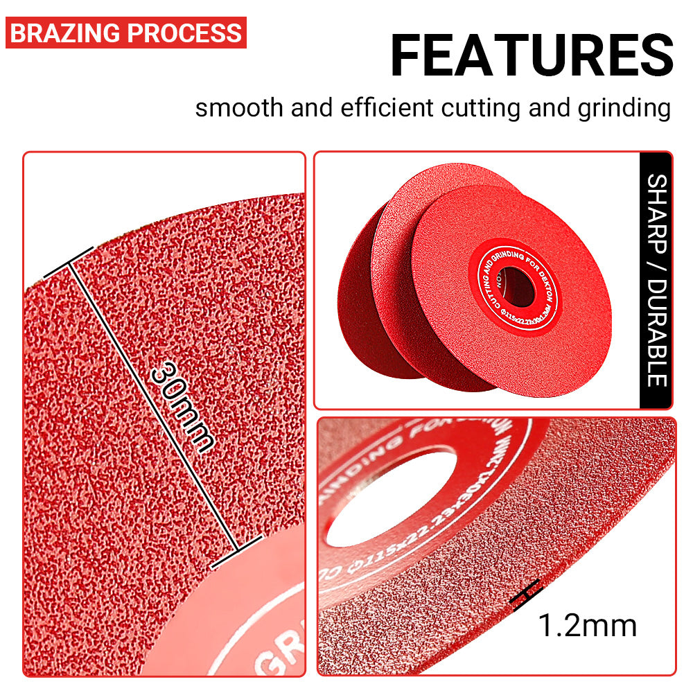 LOZLIN 4.5"/115mm Diamond Saw Blades 22.23 - for Cutting, Grinding & 45° Chamfering Tile/Marble - Extra-Wide Fine Sanding Discs for Stone Grinding