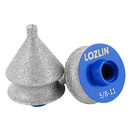 LOZLIN Diamond Beveling & Chamfer Bits for Angle Grinder – Drilling, Reaming, Arc Grinding, Trimming on Granite, Marble, Tile, Ceramic & Stone, 5/8"-11 M14 Thread for Drilling