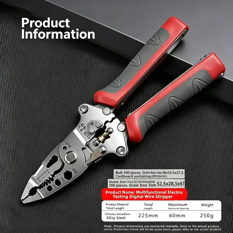 16-in-1 Electrician Multi Tool Pliers, Insulated Anti-Slip Grip, Wire Stripper, Crimper & Voltage Tester for Electrical Maintenance