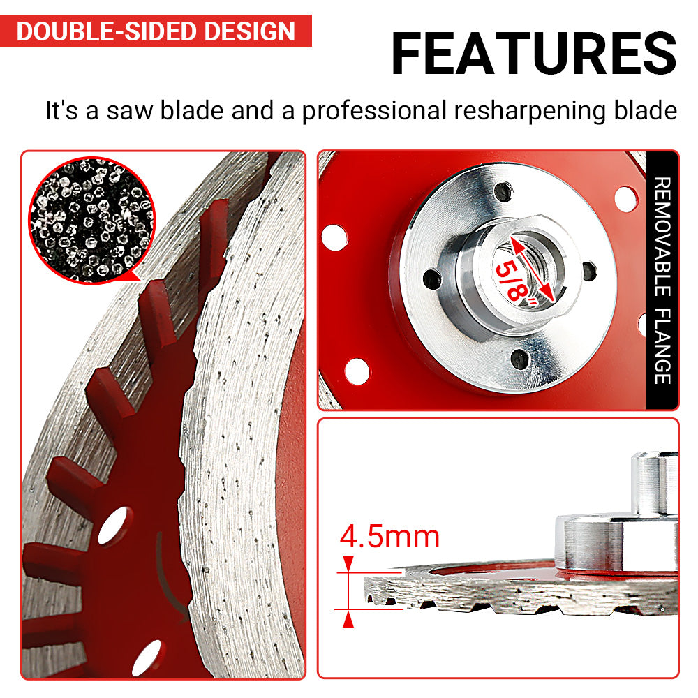 4.3" (110mm) Diamond Saw Blade - Cutting & Grinding for Granite, Concrete & Stone - 5/8-11 M14 M10 Arbor Angle Grinder Blade for Chamfering/Trimming/Shaping