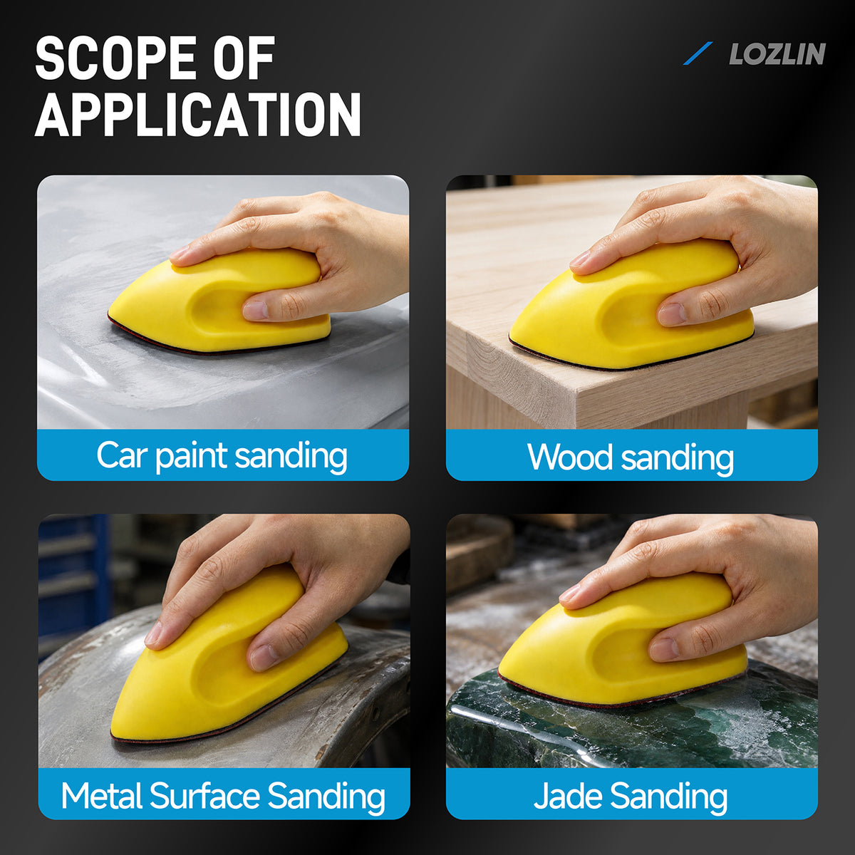 LOZLIN Mini Detail Hand Sander Kit, 5/21Pcs Hook & Loop Sanding Blocks, 80-600 Grit Abrasive Pads for Wood, Metal, Furniture, Crafts & Tight Spaces
