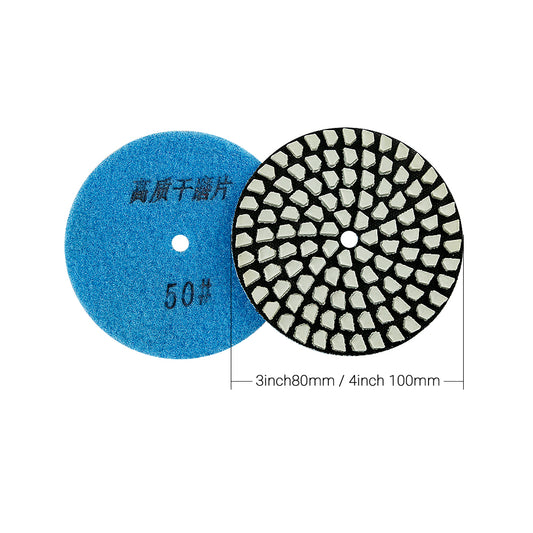 8PCS/set 4Inch Dry Diamond Pads - 50#-3000# Grit Marble/Quartz Stone Angle Grinder Polishing Disc