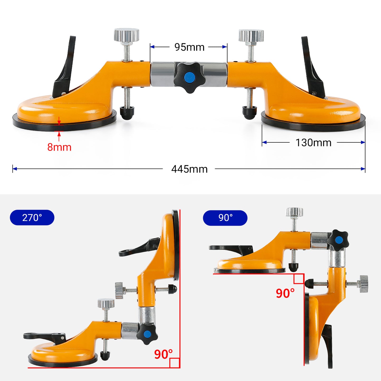 2PCS 90°-270° Adjustable Suction Cup Alignment Jig - Seamless Splicing & Leveling Tool for Granite, Tile & Stone Countertops - Professional Grade Installation Kit