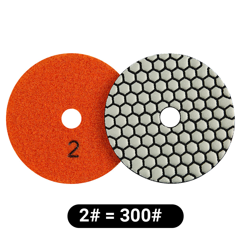 8PCS 4" Dry Diamond Polishing Pads Kit - 50#-3000# Grit for Granite/Marble Stone, Angle Grinder Polishing Discs