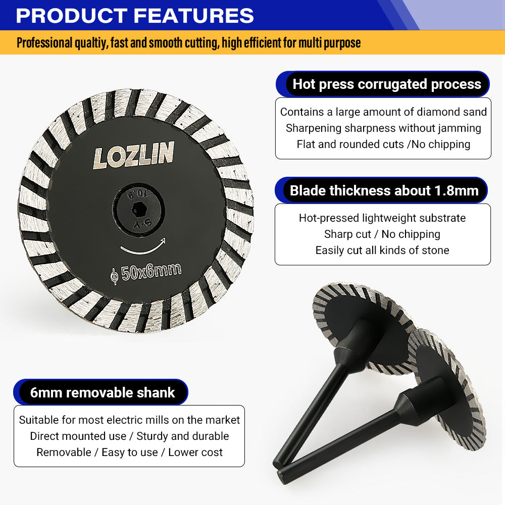 3PCS 2" (5cm) Diamond Mini Saw Blades - Precision Cutting & Engraving for Marble, Granite & Stone - Straight Grinder Mounted Stone Carving Tools