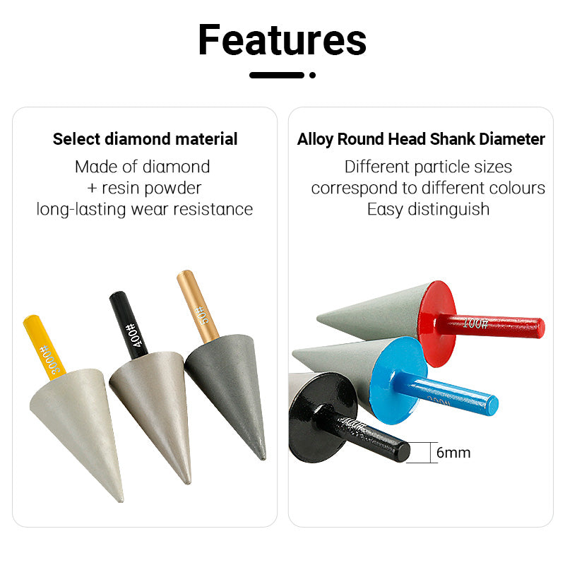 7PCS Diamond Resin Grinding Rods - Micro Grinding Tips for Stone Reliefs & Tight Corners Straight Grinder Tools for Marble/Granite Detailing