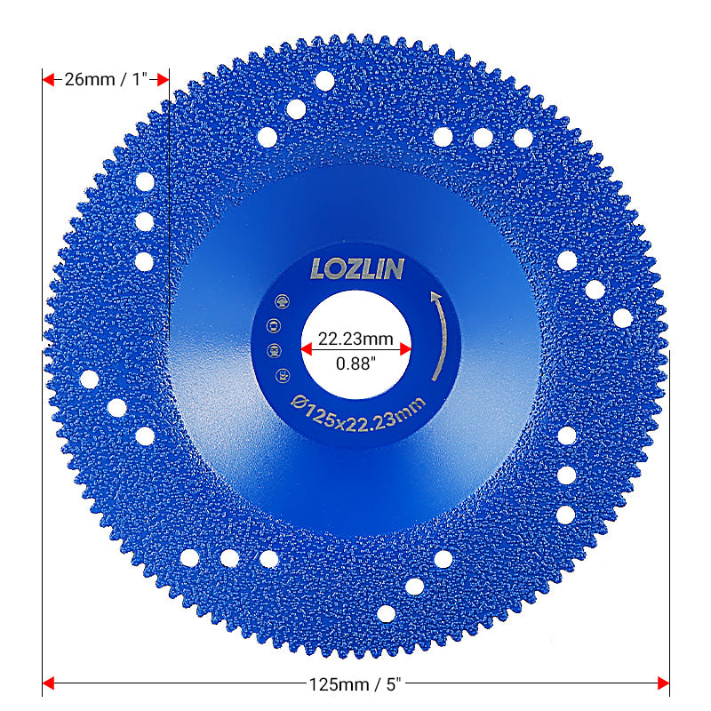 1/2PCS 5" 125mm Brazed Diamond Cup Grinding Wheels, Angle Grinder Discs for Quartz Marble Tile Edge Dry Cutting & Chamfering