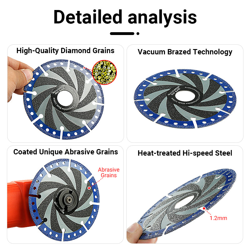4.5"-5"-7"-9" (115-230mm) Diamond Cutting Blades - Multi-Material Angle Grinder Discs for Metal Stone Marble & Steel/Iron - Dry Cutting Saw Blades
