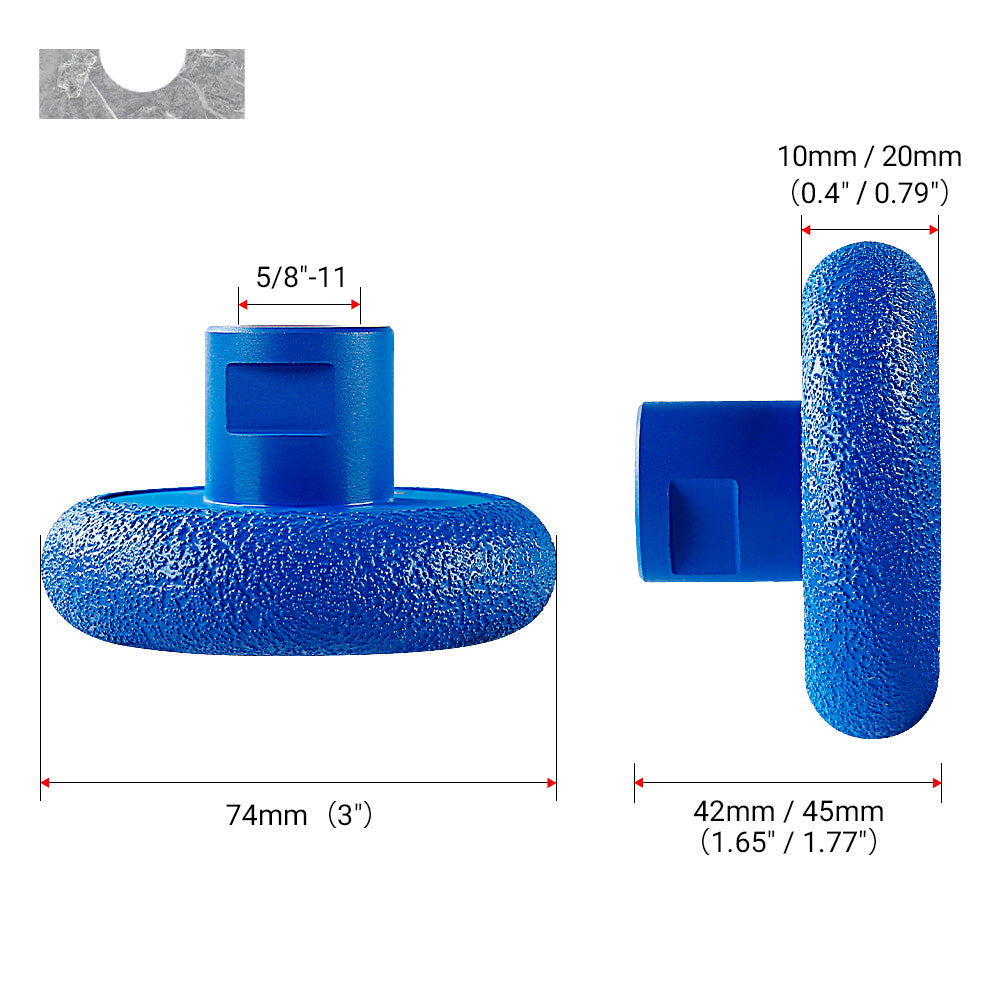 Diamond Roman Edge Grinding Wheel - Cylindrical Grooving Tool for Quartz & Marble - 5/8-11 Angle Grinder Mounted Stone & Edge Profiling Disc