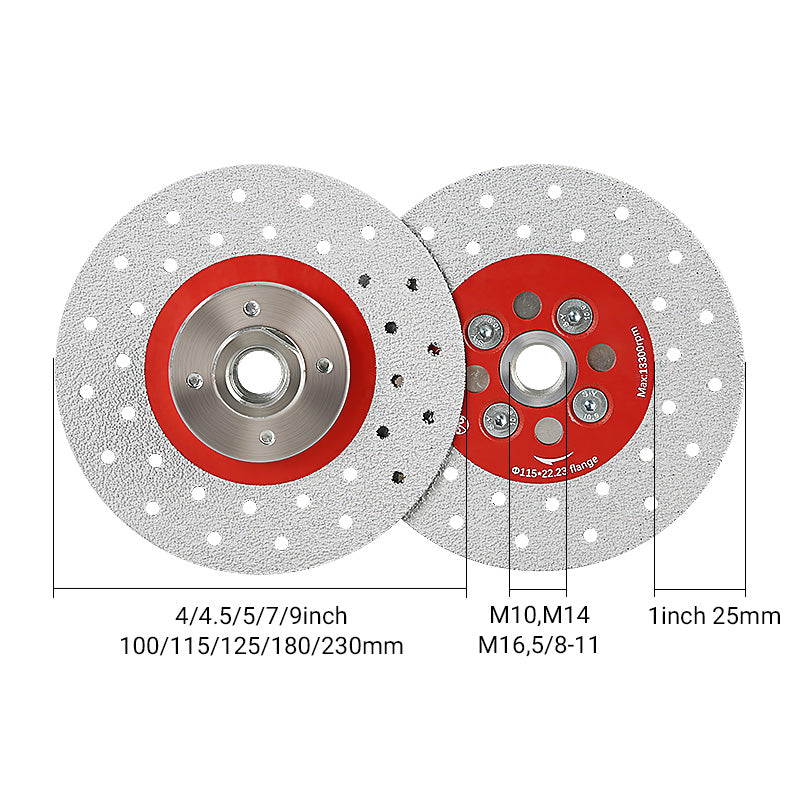 4"/4.5"/5" /7"/9"(100-230mm) Double-Sided Diamond Grinding Discs - Cutting & Chamfering for Marble, Quartz, Granite & Tile - 5/8"-11 Thread Angle Grinder Blades