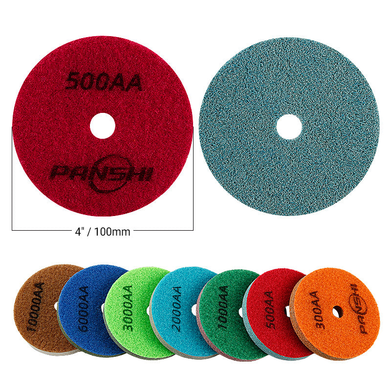 8PCS/Set Diamond Sponge Polishing Pads Set - Wet Buffing Discs for Granite, Marble & Artificial Stone - Complete 8-Step Surface Restoration & Cleaning Kit