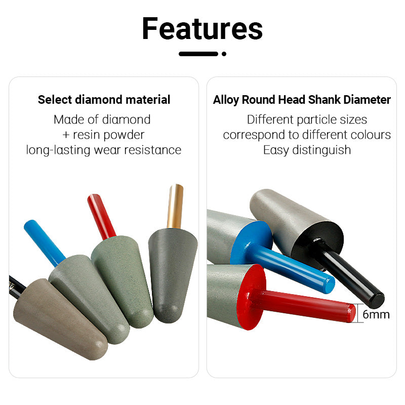 7PCS Diamond Resin Polishing Rods - Detail Grinding Kit for Stone Carving, Marble & Granite Relief Work - Tools for Straight Grinders