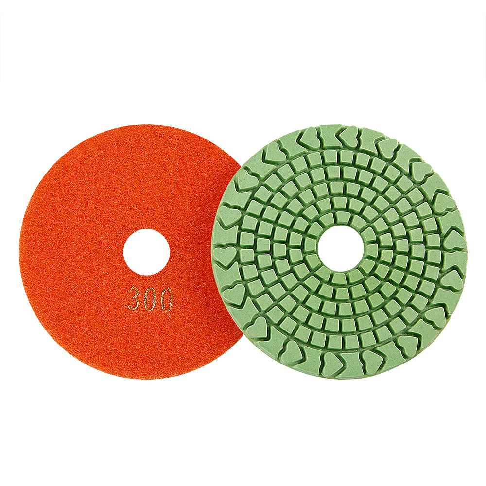 8-teiliges Set 4-Zoll Nass-Diamantpads – Körnung 50# bis 3000# für Granit/Beton/Marmor, Nassschleif- und Polierset