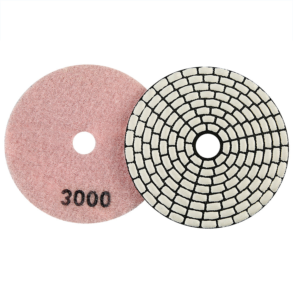 8PCS/set 4Inch Dry Diamond Polishing Pads Set - 50#-3000# Grit for Granite/Marble Stone, Discs for Angle Grinders