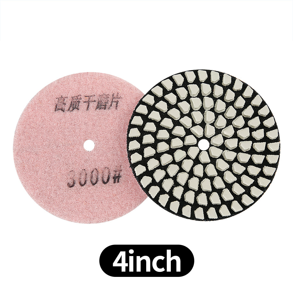 8PCS/set 4Inch Dry Diamond Pads - 50#-3000# Grit Marble/Quartz Stone Angle Grinder Polishing Disc