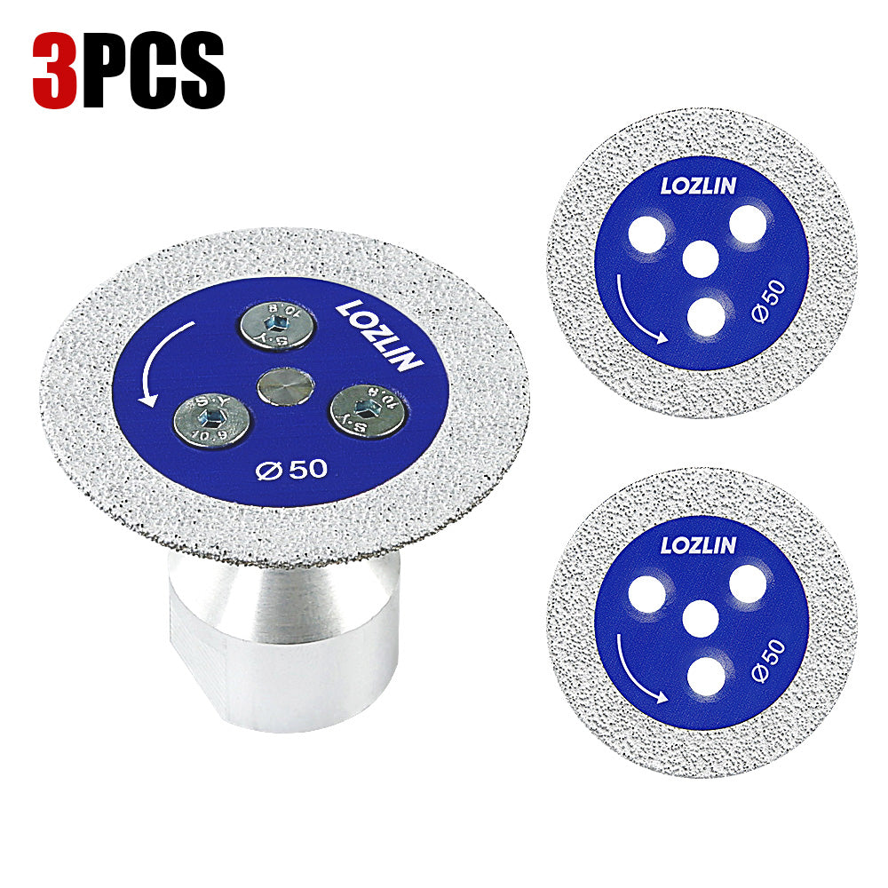 3PCS 2"(50mm) Diamond Saw Blade w/ Flange - Multi-Material Cutting/Engraving Disc for Tile, Marble, Concrete, Ceramic & Metal/PVC - Angle Grinder Tool 5/8-11 M14 M10