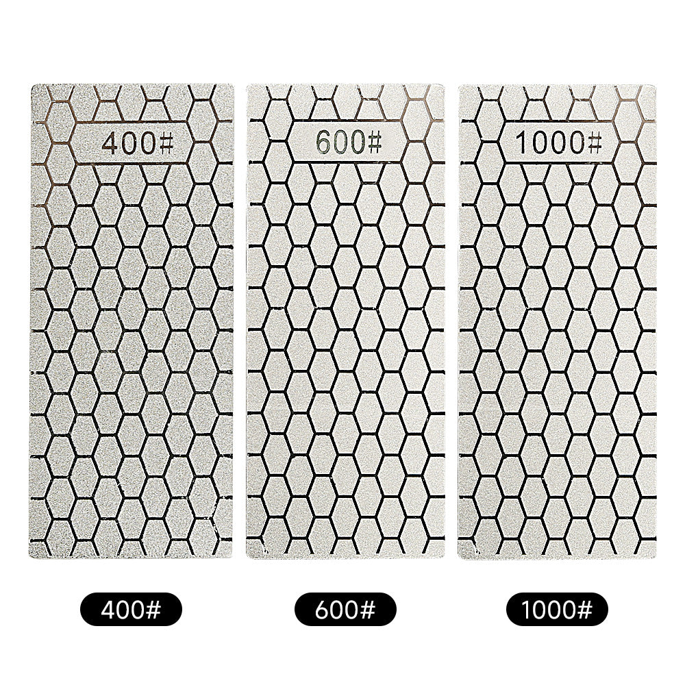 Diamond Stone Set - Coarse/Med/Fine 400-600-1000 Grit for Sharpening Knives & Tools, Diamond Lapping Plate Kit